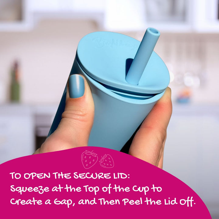 Kids Smoothie Cup with Secure Lid & Stopper Straw