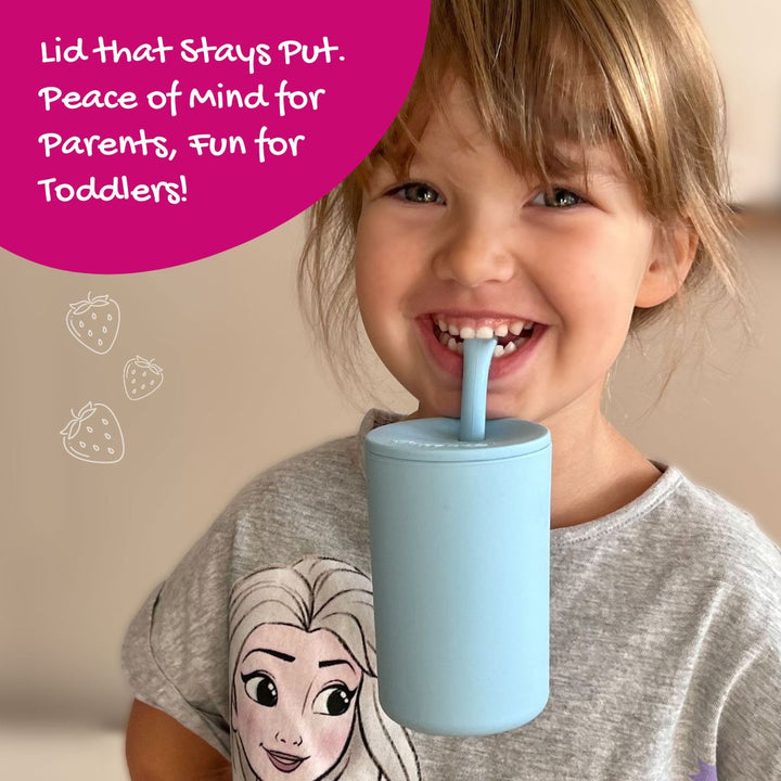 Kids Smoothie Cup with Secure Lid & Stopper Straw