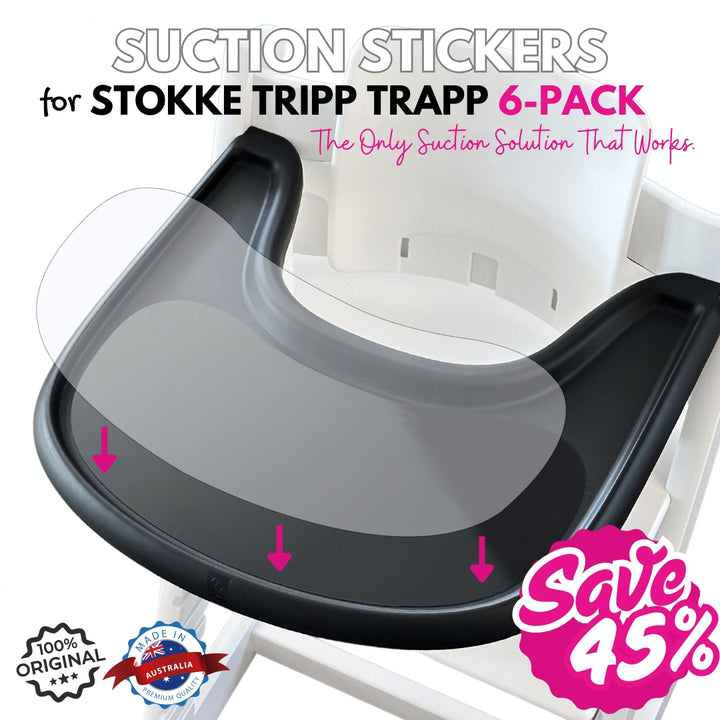 Suction stickers 6 pack for Stokke Tripp Trapp high chair with product details on a white background