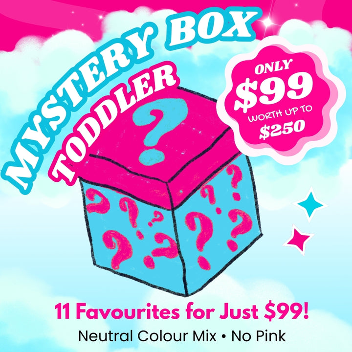 Brightberry Toddler Mystery Box with neutral colour mix, no pink, 11 surprise feeding favourites for $99, worth up to $250