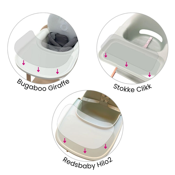 Suction stickers for Bugaboo Giraffe, Stokke Clikk, and Redsbaby HiLo2 bu Brightberry.