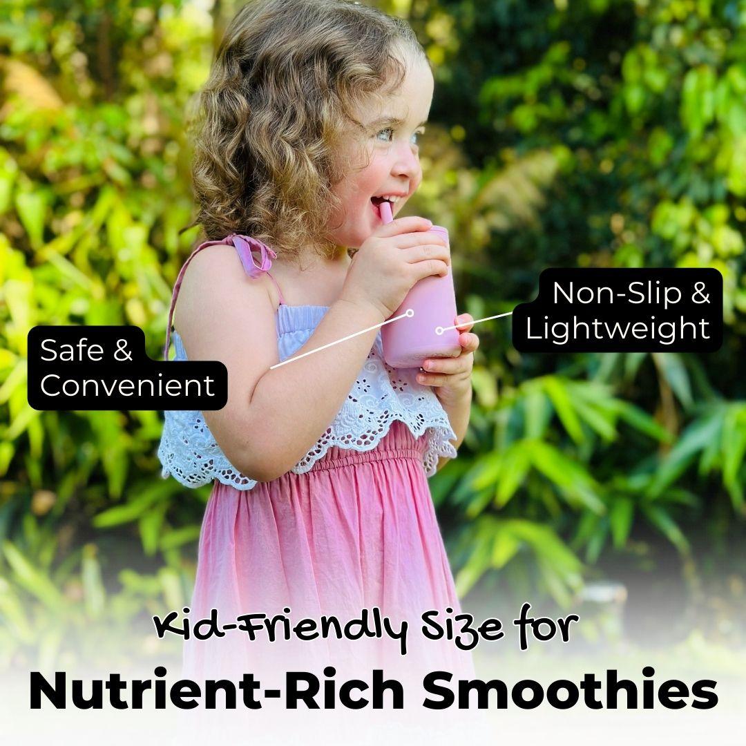 Kids Smoothie Cup with Secure Lid & Stopper Straw